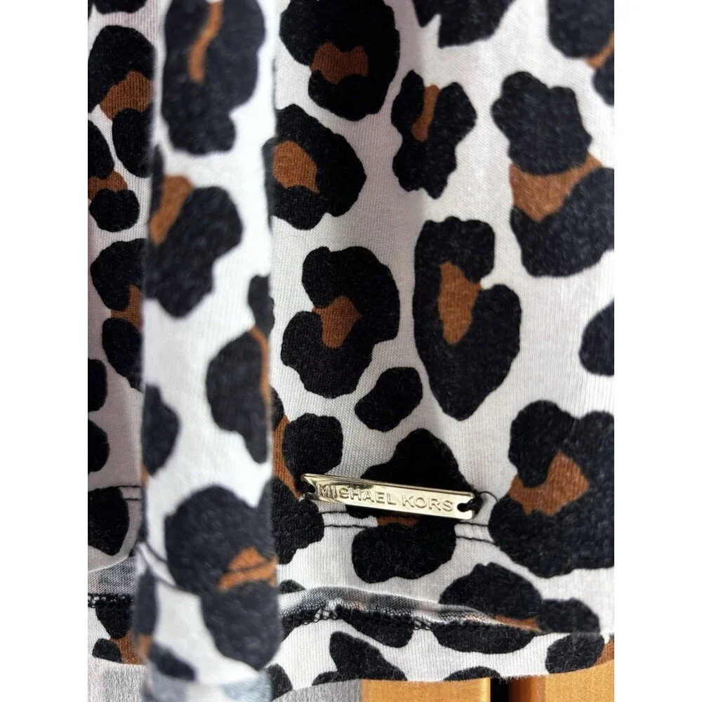 Michael Kors Womens Tops Size Medium Leopard Print Cotton Blend